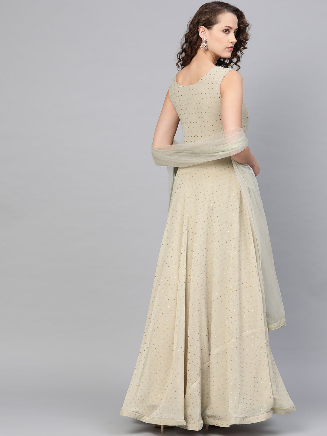 Georgette Cocktail Gown with Kundan Embroidery