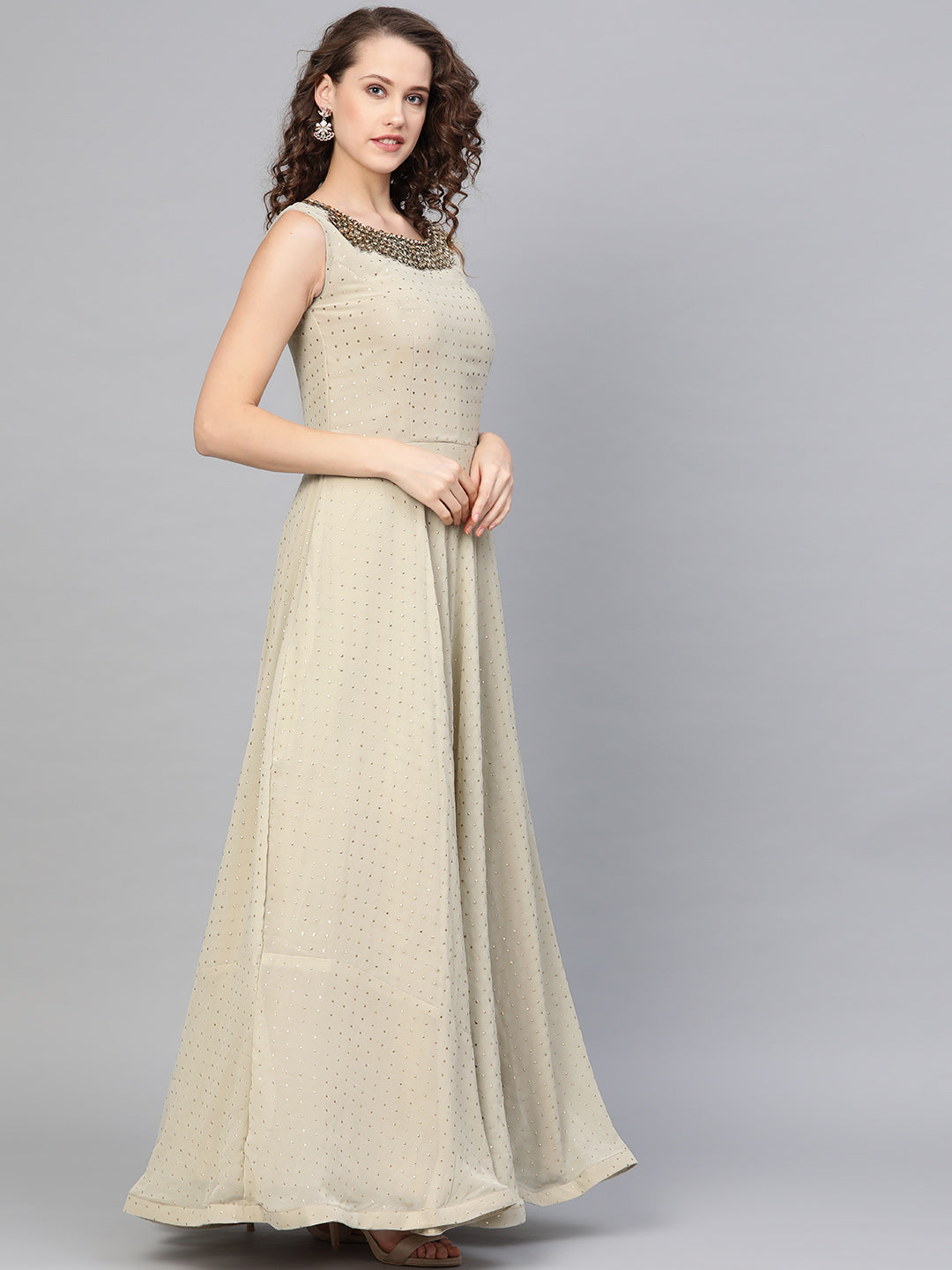Georgette Cocktail Gown with Kundan Embroidery