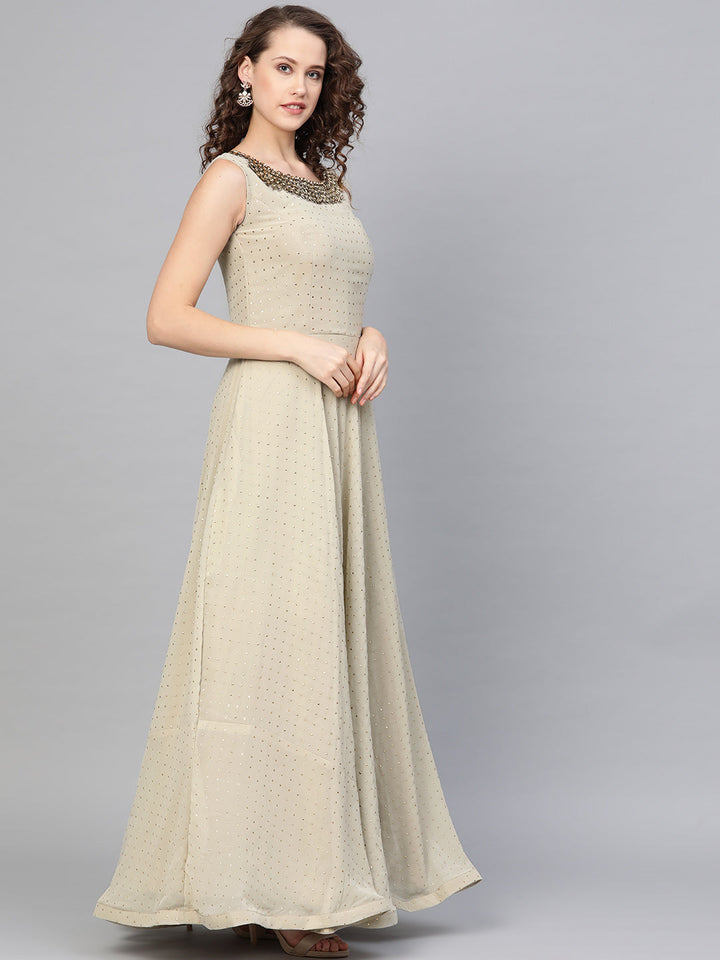 Georgette Cocktail Gown with Kundan Embroidery
