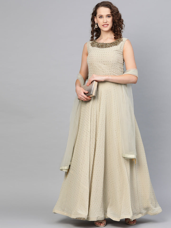 Georgette Cocktail Gown with Kundan Embroidery