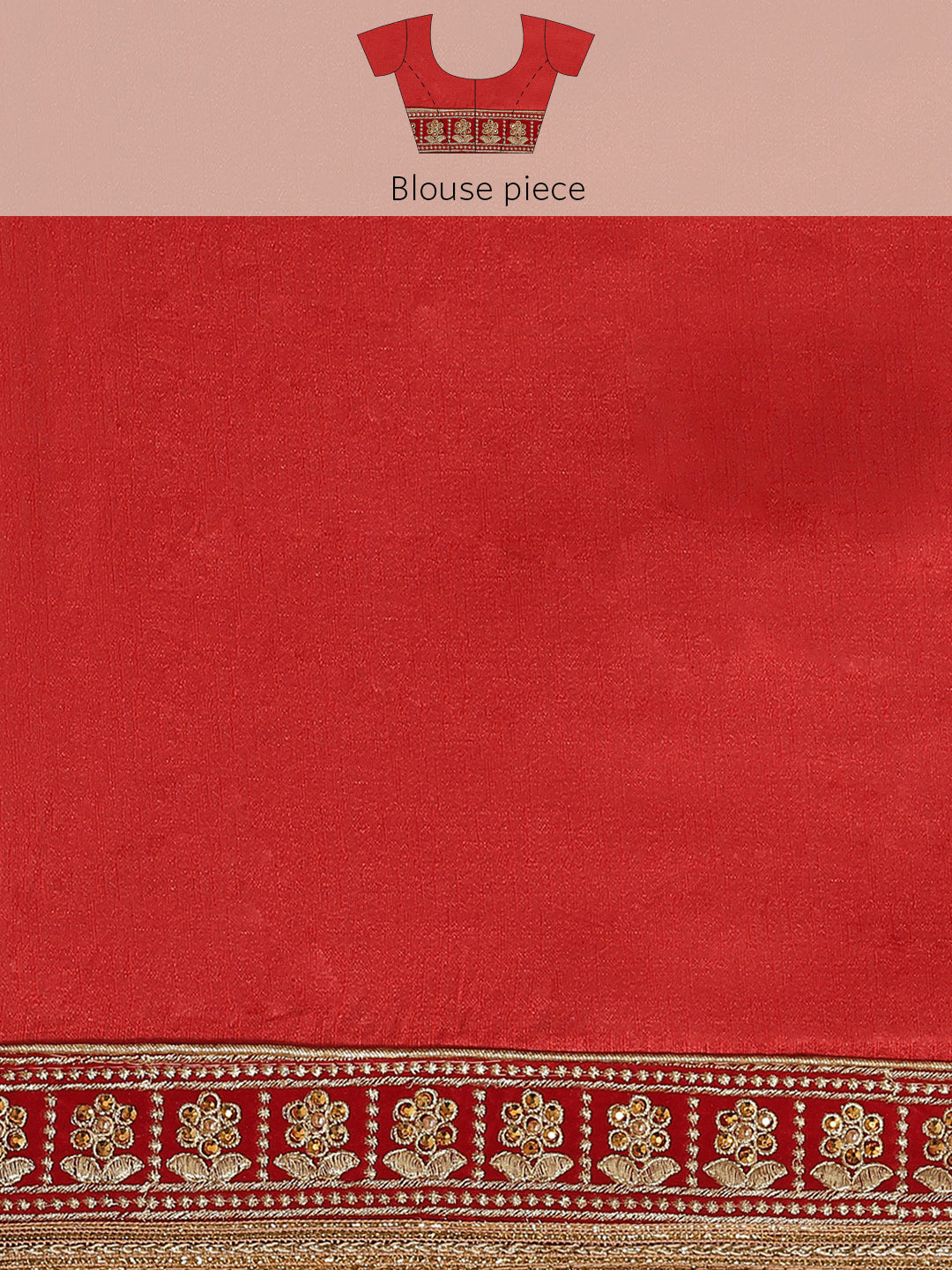 Red Chiffon Swarovski Embelllished Striped Weaving Belted Saree