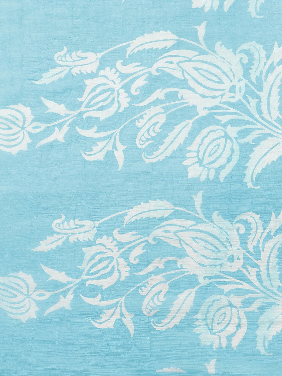 Pastel Turquoise Blue Summer Chiffon Saree with Contemporary Floral Prints
