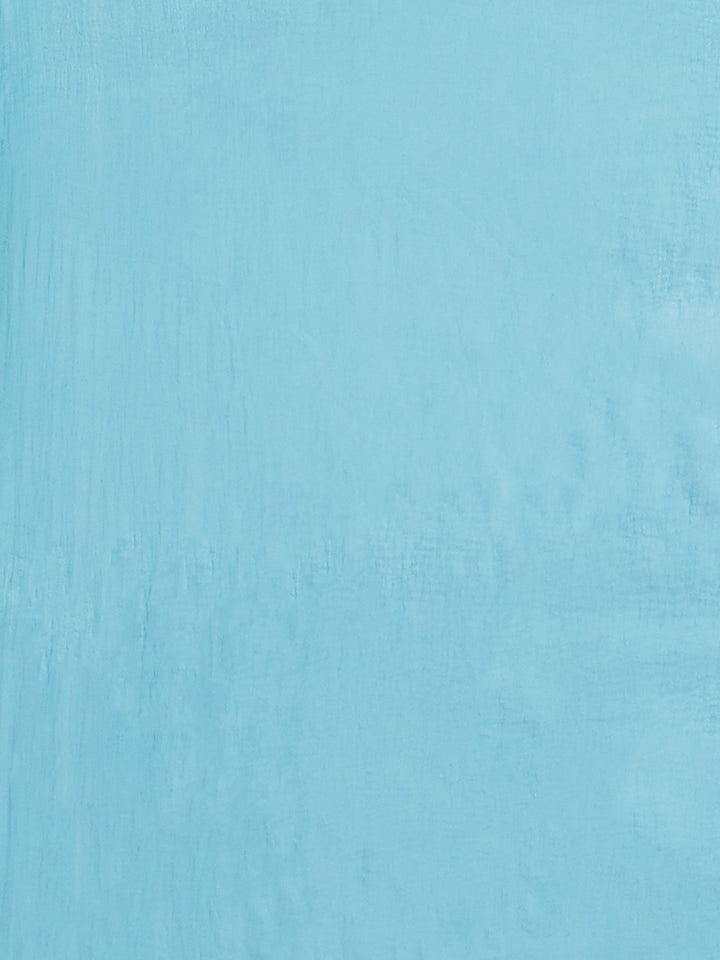 Pastel Turquoise Blue Summer Chiffon Saree with Contemporary Floral Prints