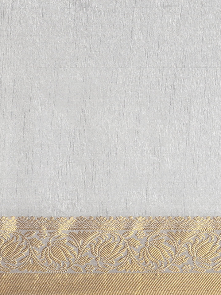 Handloom Chanderi Saree with intricate Resham Embroidered Floral motifs & Zari Border