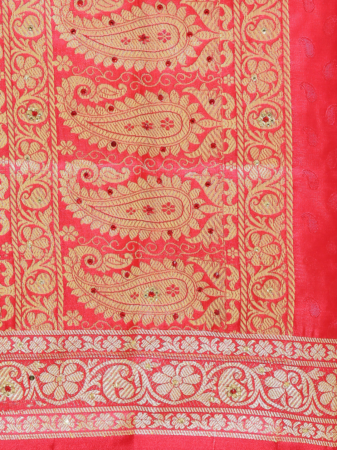 Yellow & Red Colored Banarasi Silk Zari Work Woven Traditional Saree