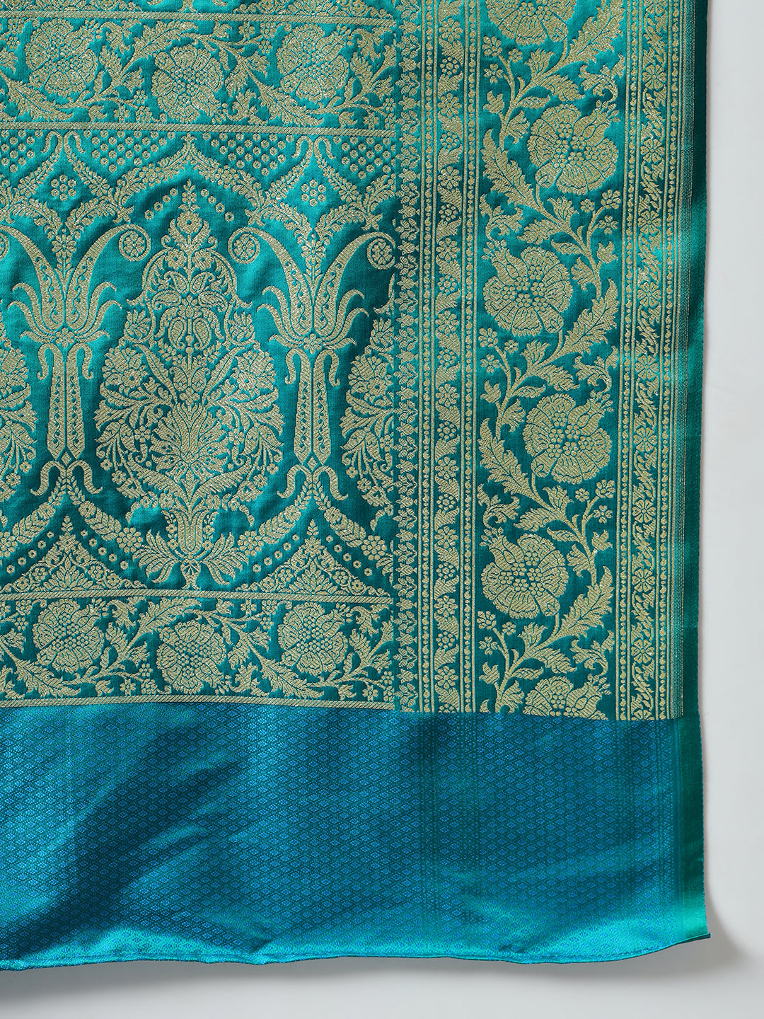 Teal Blue Handloom Banarasi Pure Silk Traditional Saree