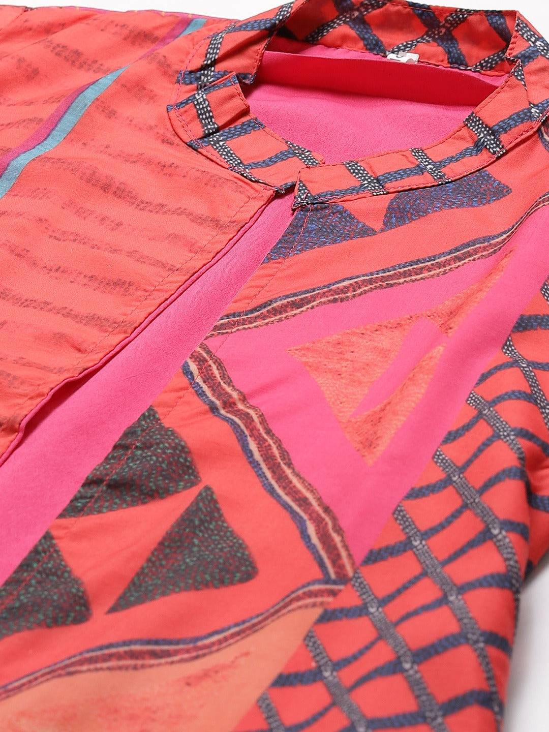 Made to Measure Embroidered Crop Top Dhoti Set with Abstract Print Jacket
