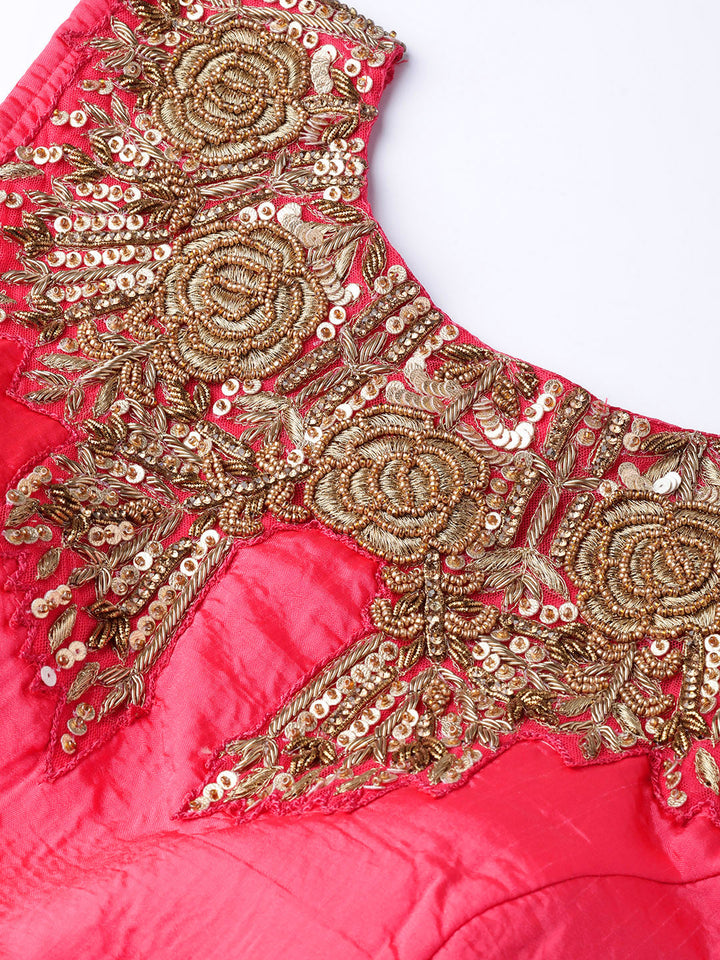 Sequin Crop Top Lehenga Choli with Embroidered Dupatta