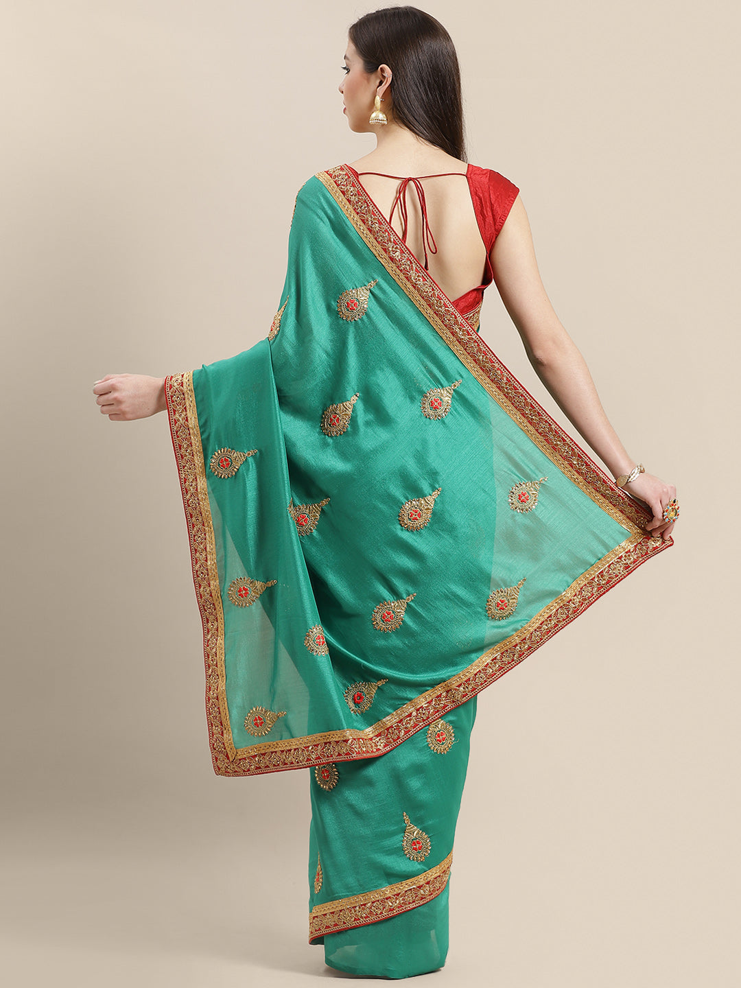 Crepe Silk Zari Embroidered Saree