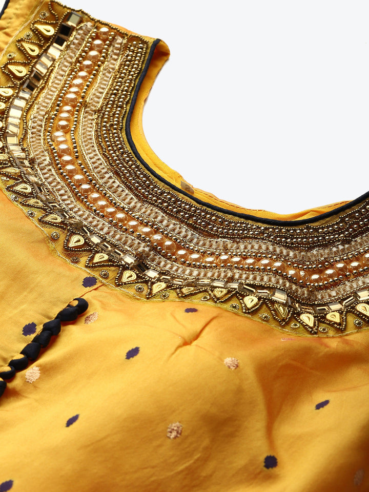 Made to Measure Pastel Woven Embroidered Anarkali Set with Contrast Banarasi Dupatta