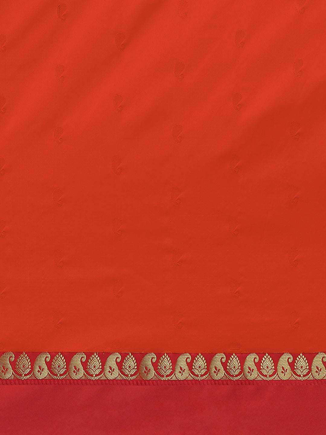 Orange & Red Zari Silk Blend Gadwal Saree