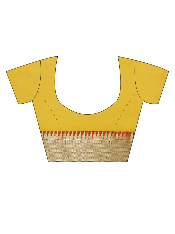 Yellow & Gold Banarasi Silk Traditional Saree