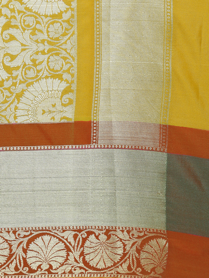 Yellow & Gold Banarasi Silk Traditional Saree