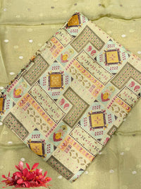 Zari Meenakari Weaving South Crepe Unstitched Suit with Organza Zari Handloom Dupatta