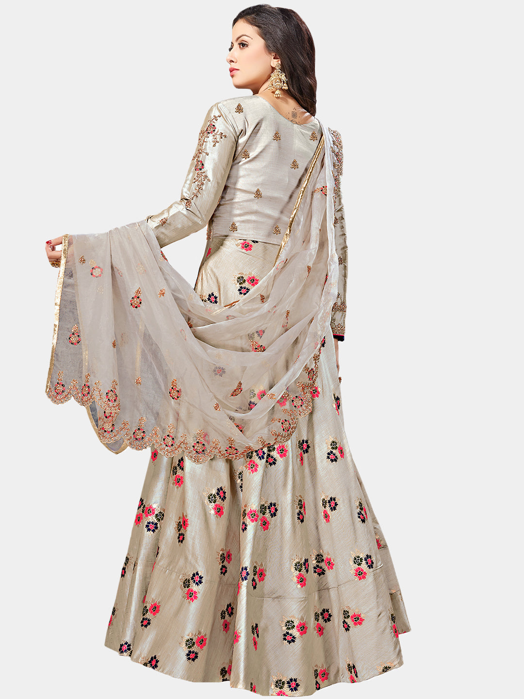 Banarasi Woven Gown with Zari Embroidered Dupatta