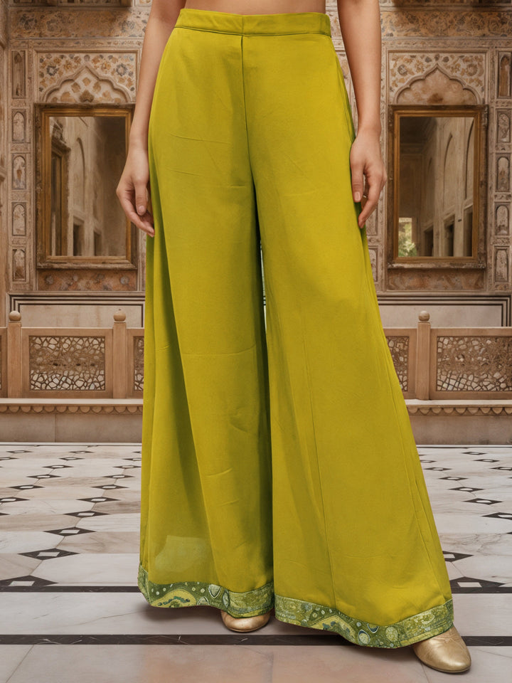 Banarasi Meenakari Kurta Pallazo Set with Statement Tassels & Mirror Embellishments