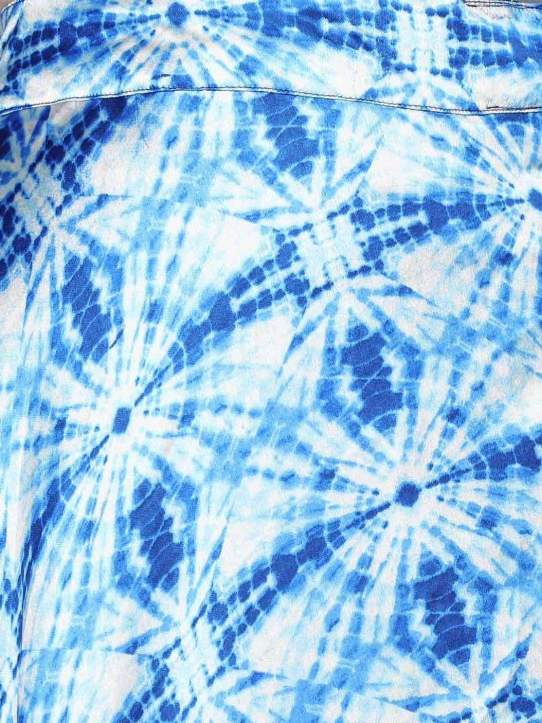 Abstract Digital Print Skirt with Contemporary Bell Sleeved Crop top