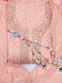 Chhabra 555 Georgette Schiffli Resham Crystal Embellished Dress Material with Embroidered DUpatta