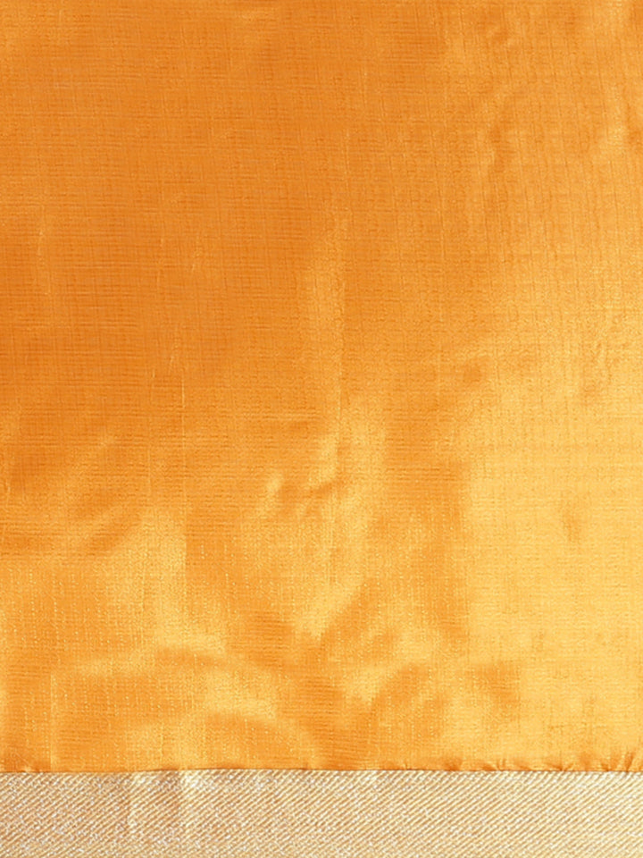 Tussar Handloom Banarasi Saree with Contrast Border & Resham Floral Embroidery