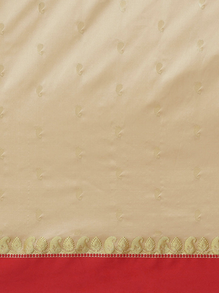 Handloom Bengali Style Kasavu Saree With Red Broad Border