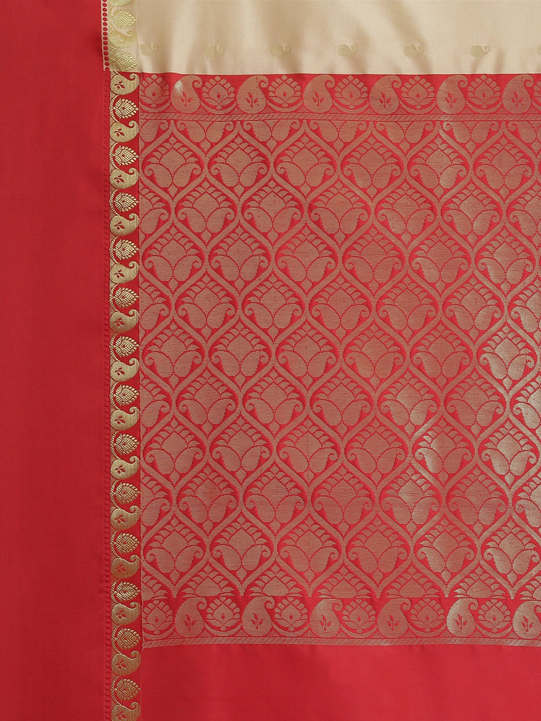 Handloom Bengali Style Kasavu Saree With Red Broad Border
