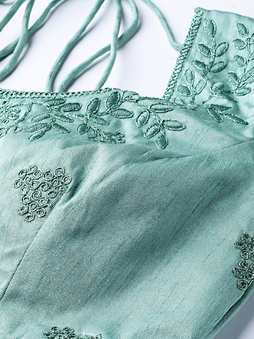 Aqua Zari & Resham embroidered Unstitched Lehenga