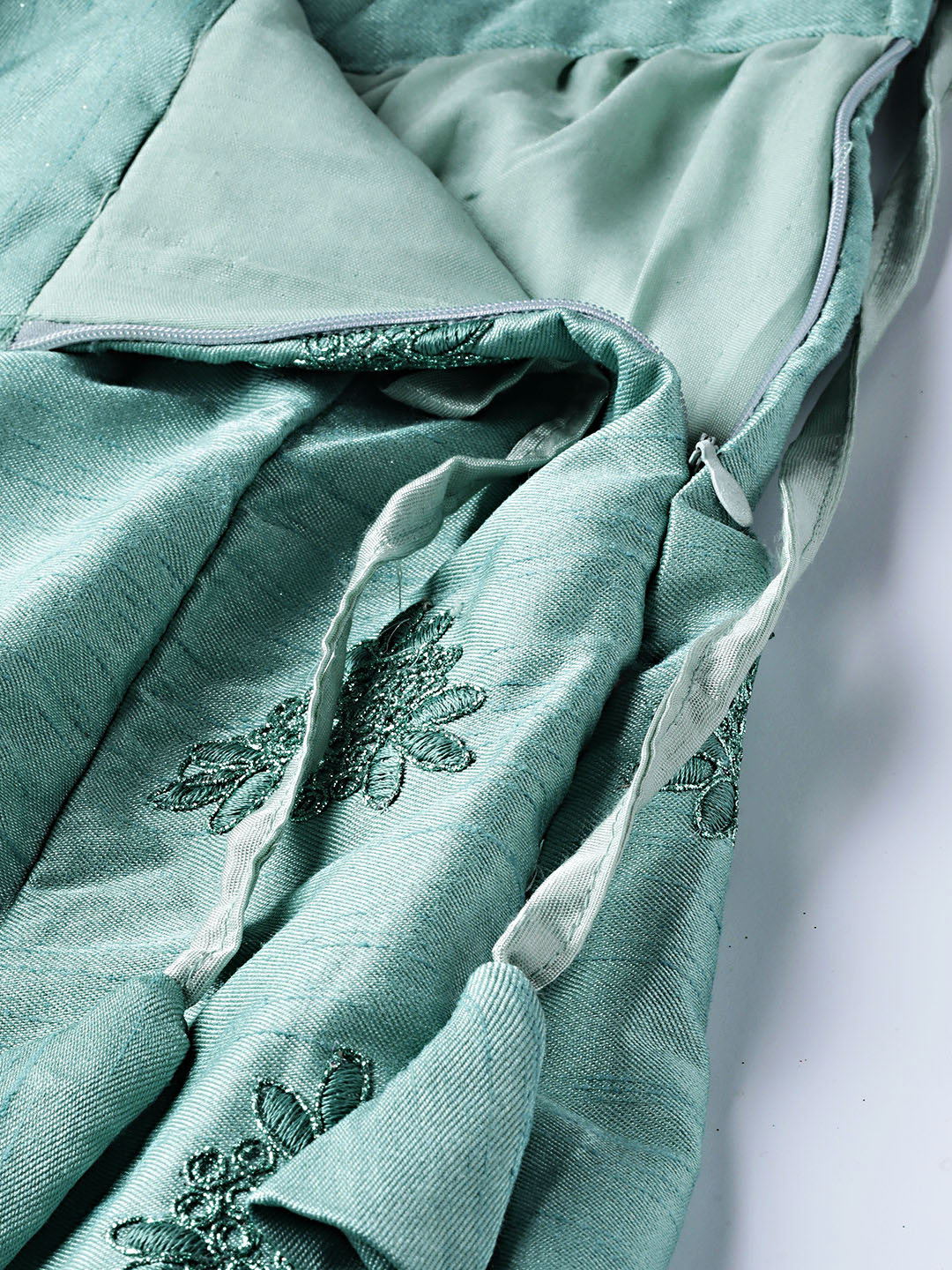 Aqua Zari & Resham embroidered Unstitched Lehenga