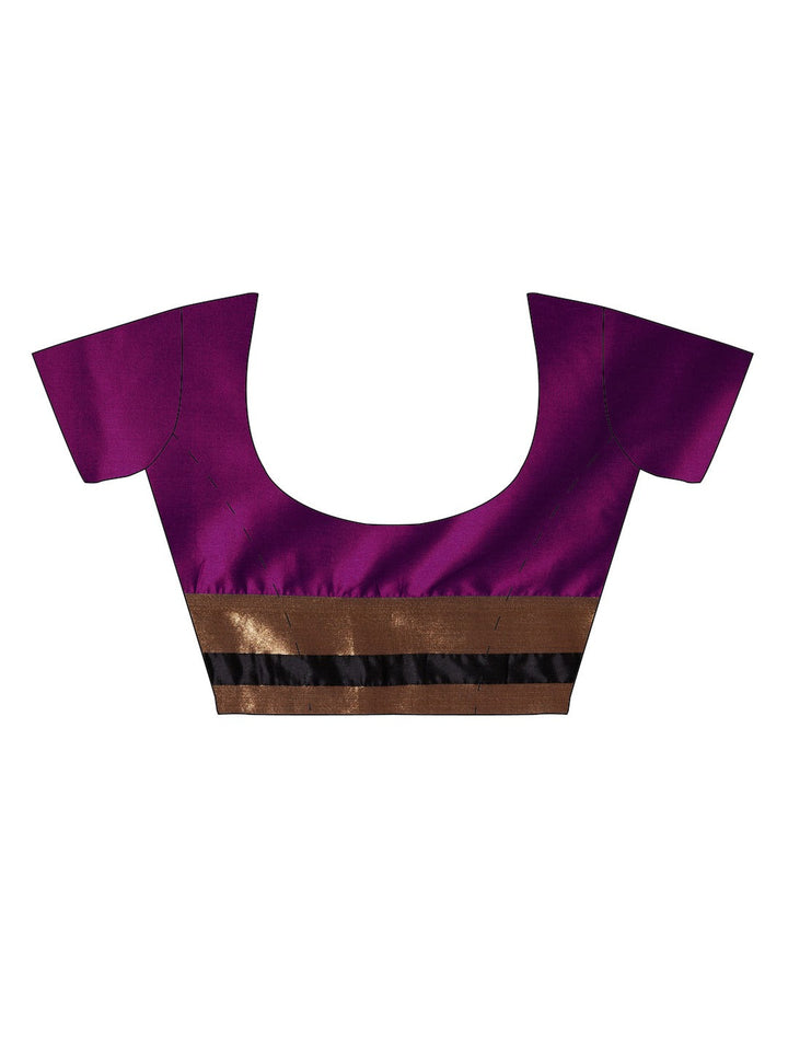 Purple Colored Art Silk Saree With Golden Weaving Border & Unstitched Blouse