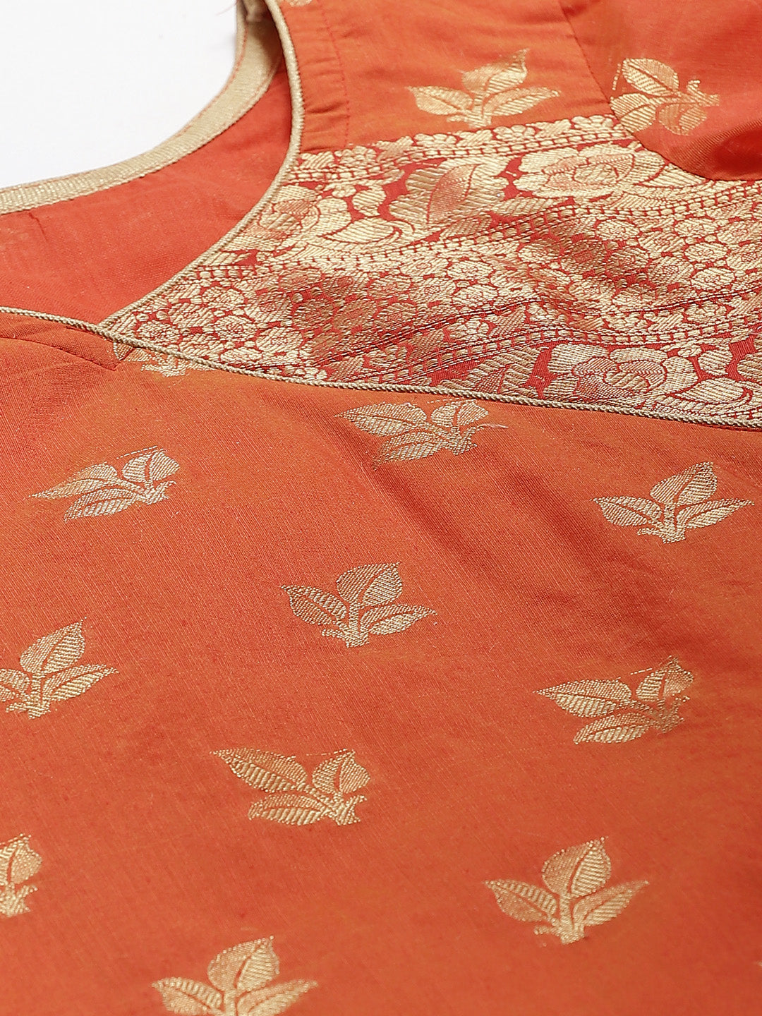 Banarasi Kurta Set with Zari meenakari Floral weaving and Handloom dupatta