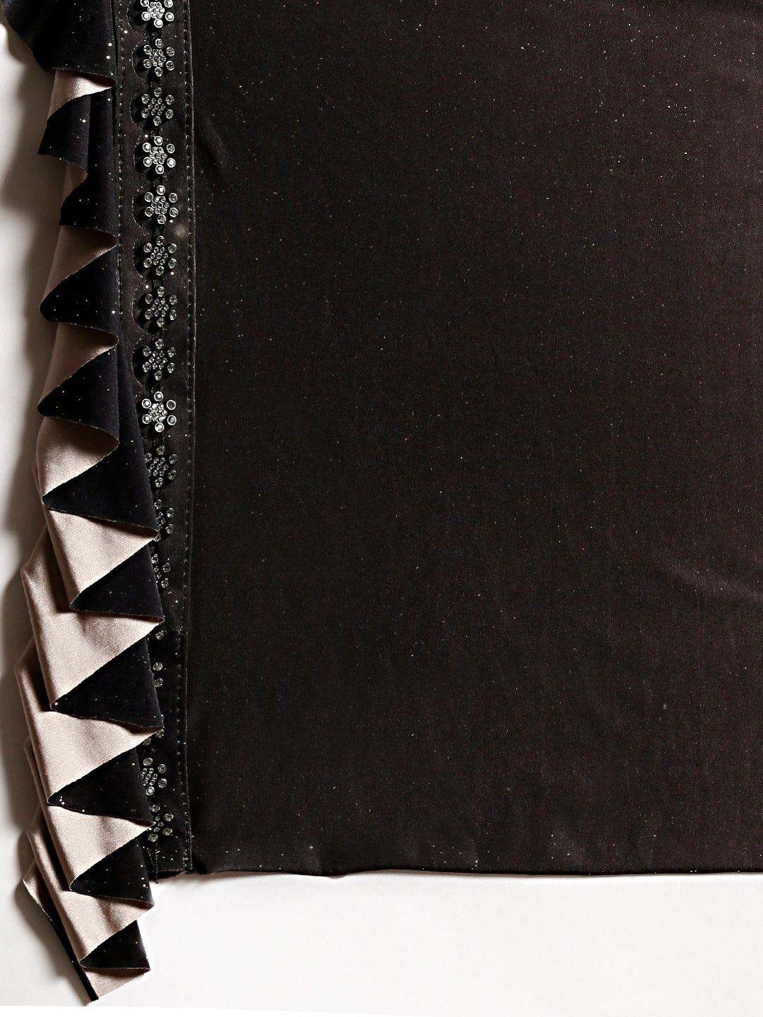 Draped Ruffled Pre-stitched Saree with Embellished Crystal-studded Crop Top Blouse