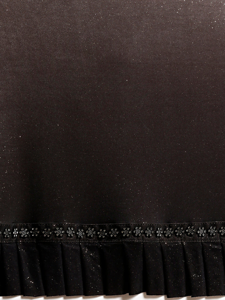 Draped Ruffled Pre-stitched Saree with Embellished Crystal-studded Crop Top Blouse