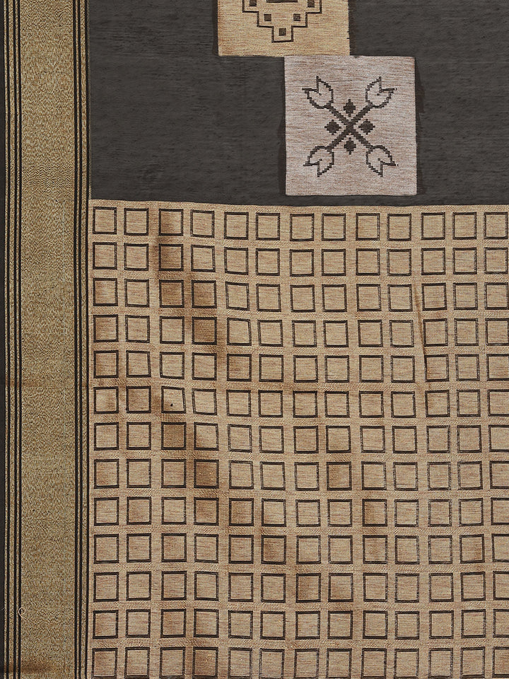 Banarasi Chanderi Heritage Of India Checked Saree with Gold Silver Geometrical Pattern