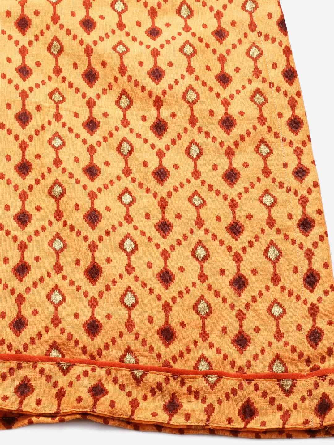 Ikat Inspired Cotton Unstitched Suit with Chiffon Gotta Patti Embroidered Dupatta