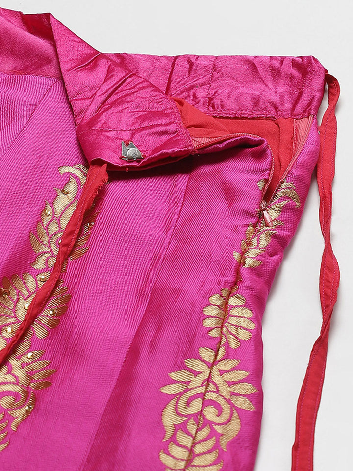 Ombre Semi Stitched Kalidar Banarasi Lehenga Choli With Zari Weaving & Peacock Motifs