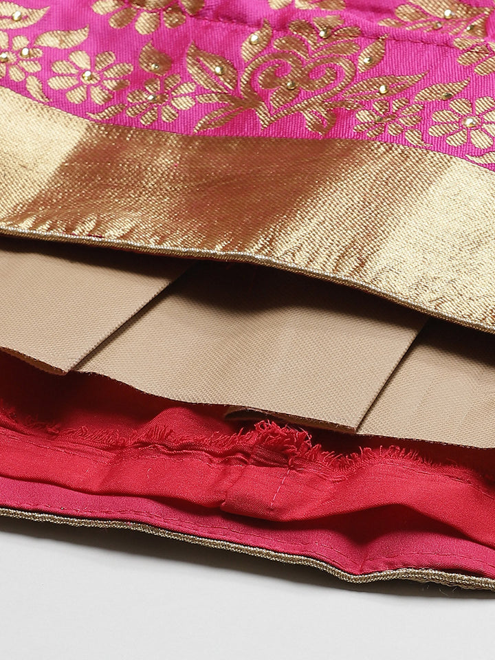 Ombre Semi Stitched Kalidar Banarasi Lehenga Choli With Zari Weaving & Peacock Motifs