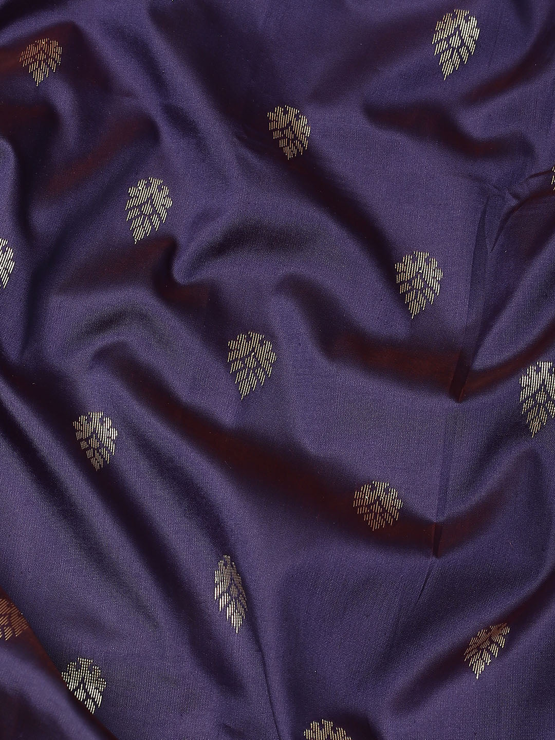 Navy Blue Floral Ethnic Motifs Banarasi Silk Saree with Contrast Pallu