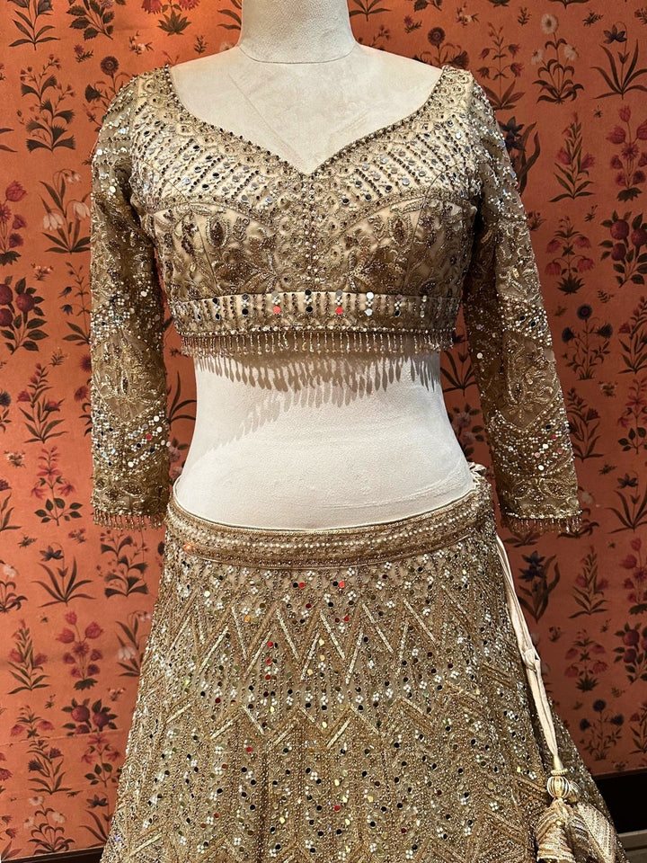 Ethereal Beige Tassel-Accented Bridal Lehenga