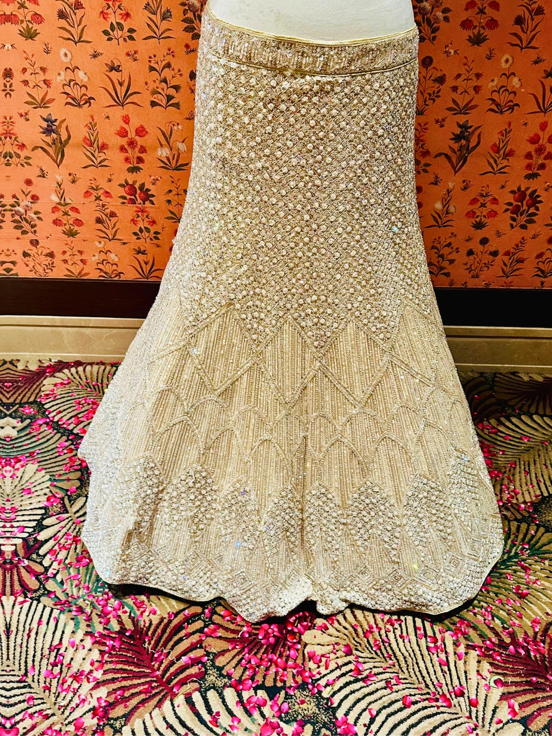 Ethereal Beige Tassel-Accented Bridal Lehenga