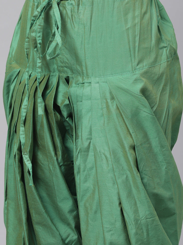 Handloom Chanderi Dress Material with Resham Gold Weave Pattern & Contrast Woven Dupatta