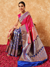 Chhabra 555 Banarasi Handloom Silk Saree with Zari Weaving & Contrast Border & Pallu