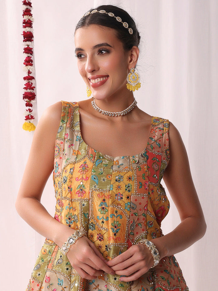 Kalidar Peplum Kurta Sharara Set
