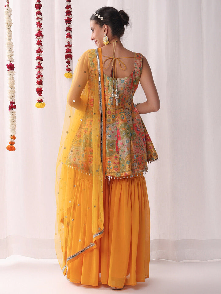 Kalidar Peplum Kurta Sharara Set