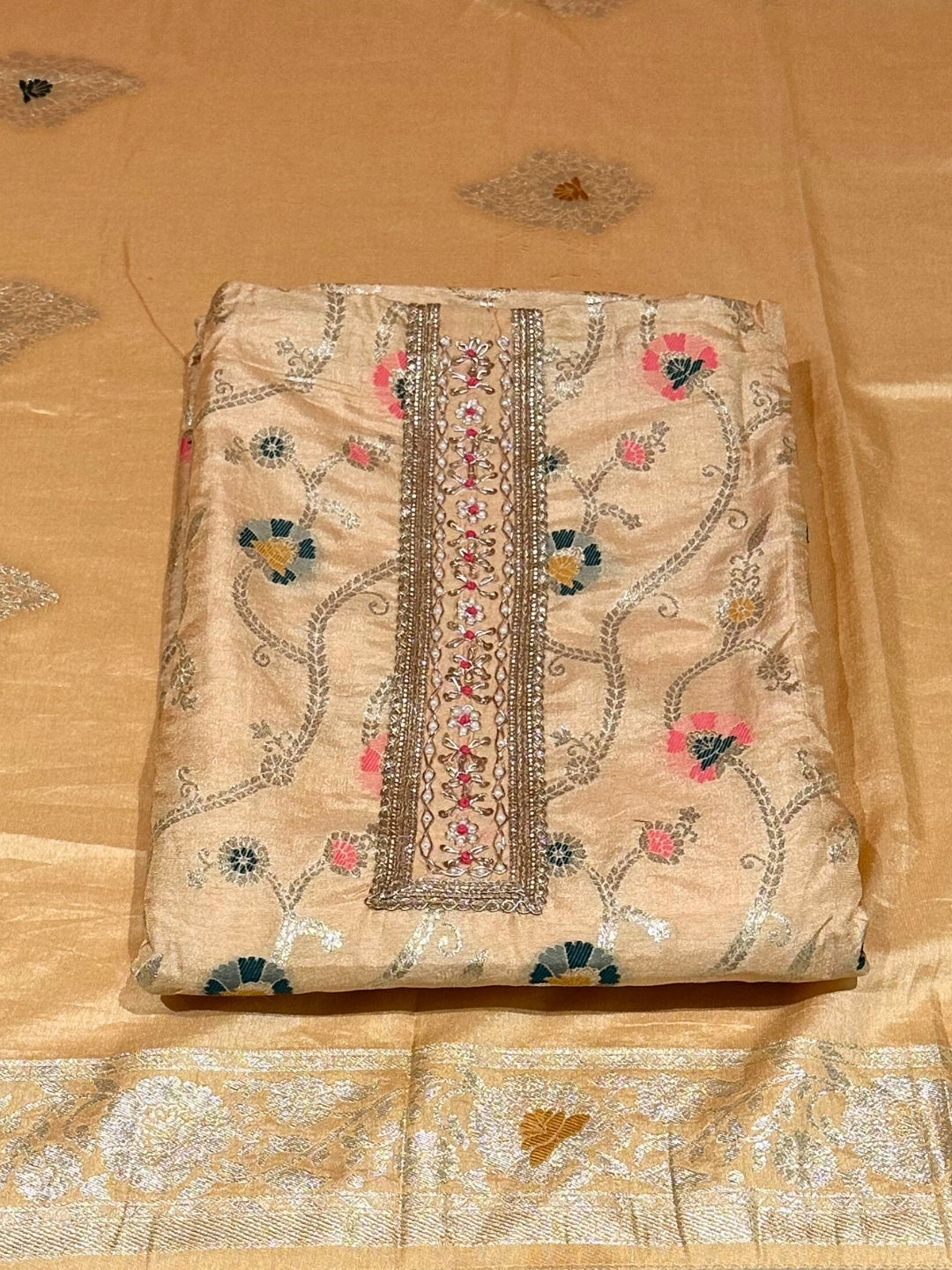 Golden Beige Woven Elegant Suit