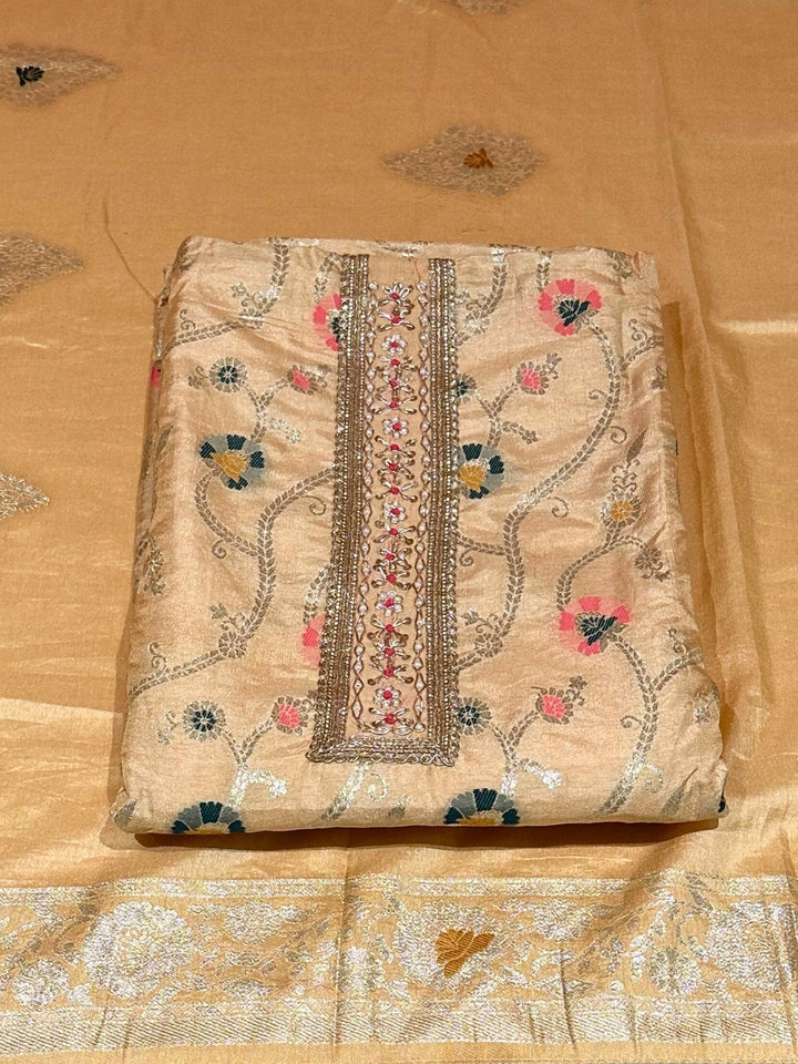 Golden Beige Woven Elegant Suit