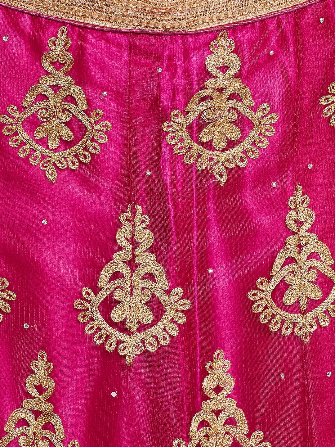 Purple & Gold Net Embroidered Zari Work Semi Stiched Lehenga Choli With Dupatta