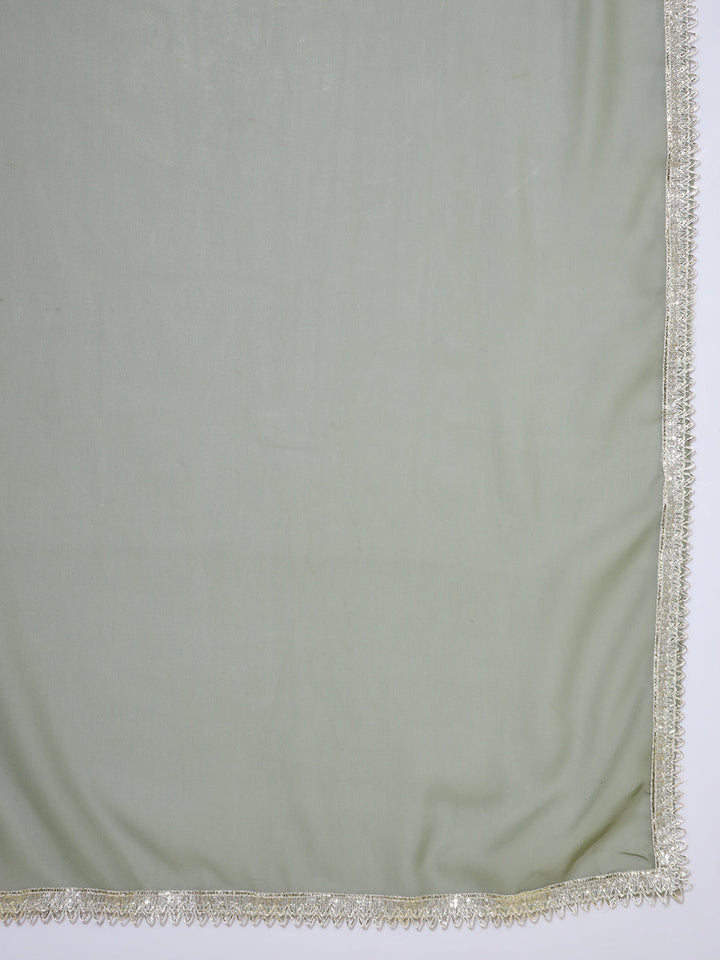 Dusty Green Sequin Embellished Georgette Nyraa Style Pleated Suit