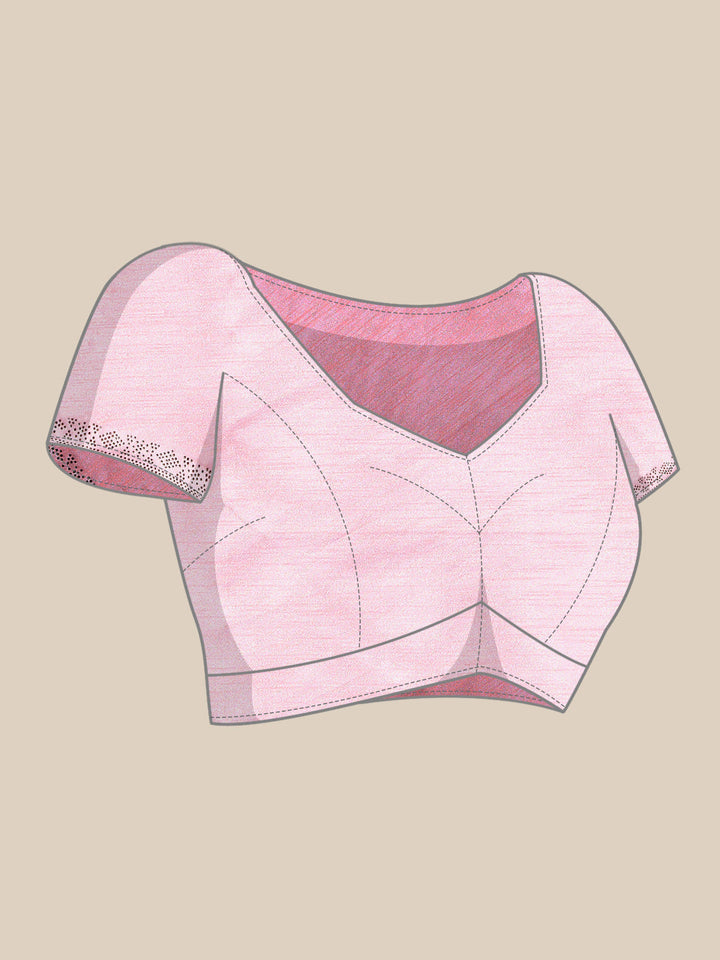 Pastel Pink Floral Intricate Resham Emboidered Chinon Saree