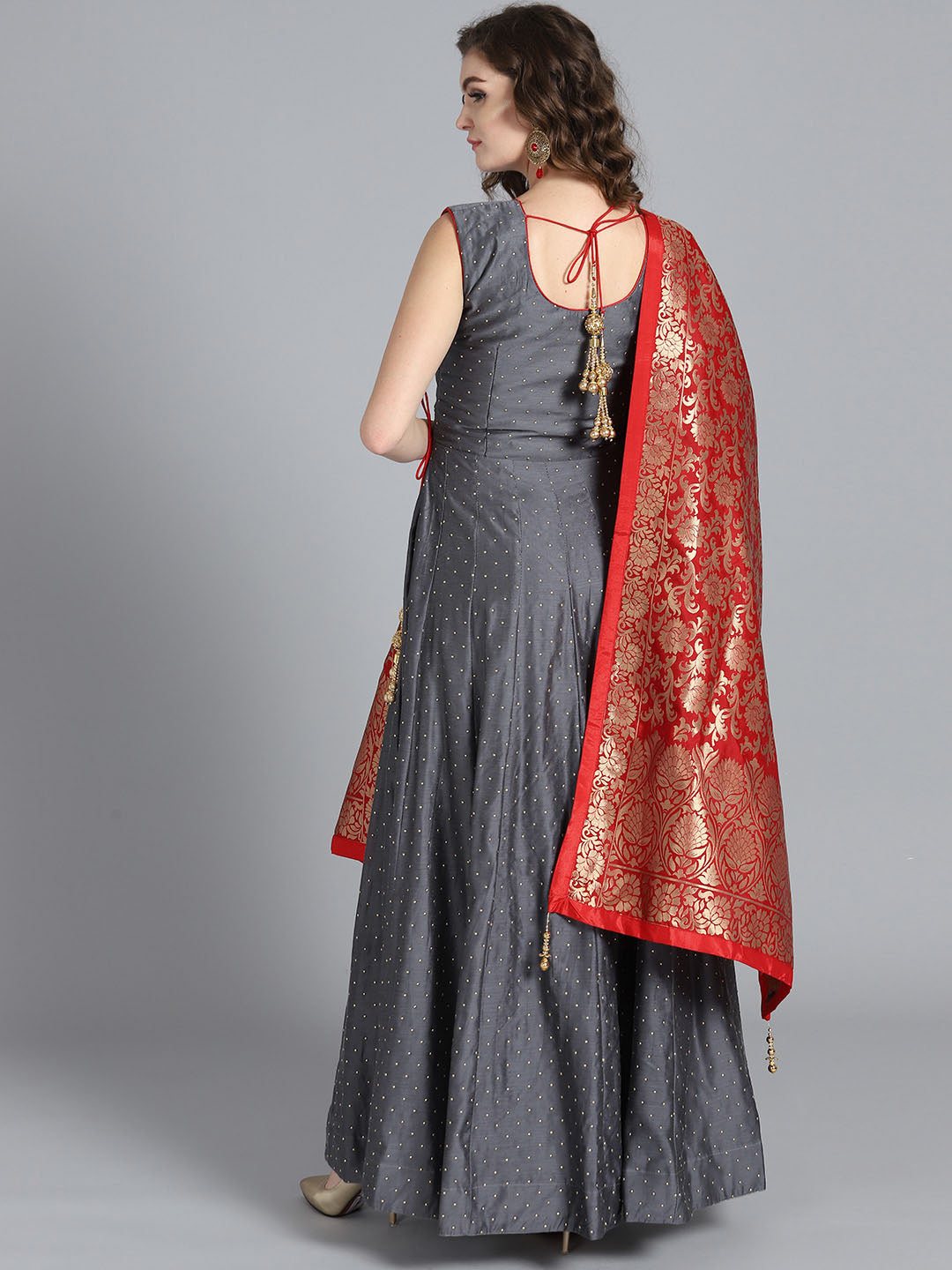 Angrakha Embossed Suit with Banarasi Dupatta