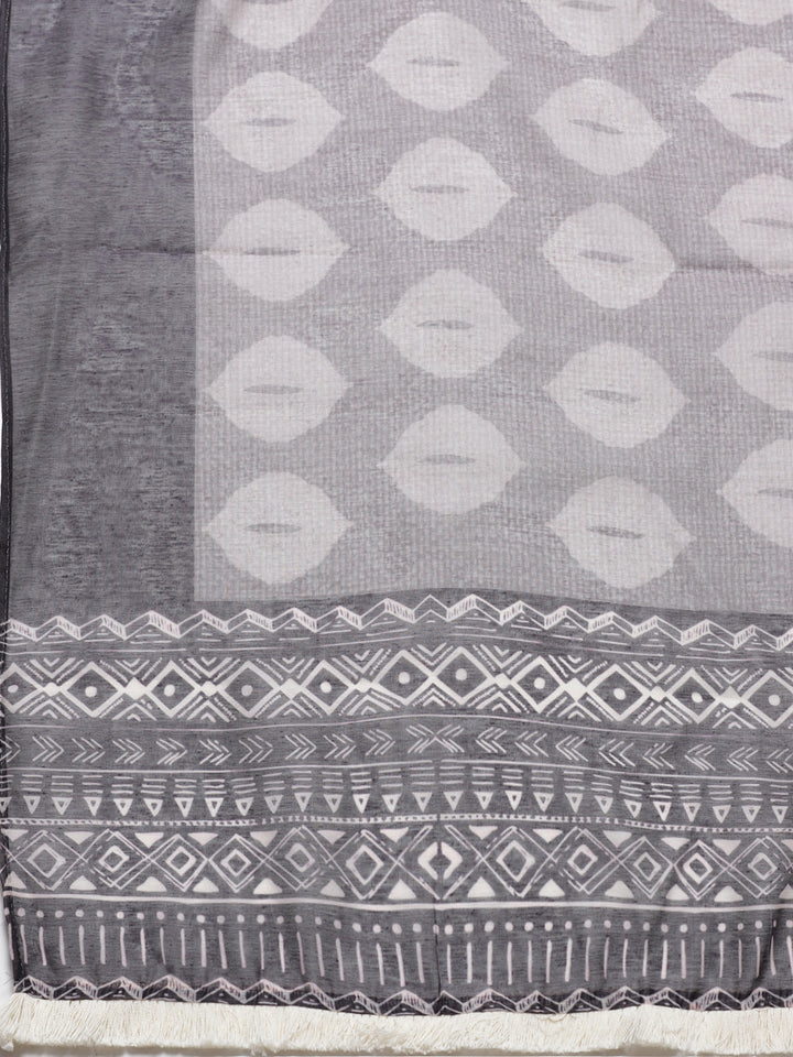 Chanderi Silk Dress Material with Digital Handloom & Indie Print with Maheshwari Dupatta