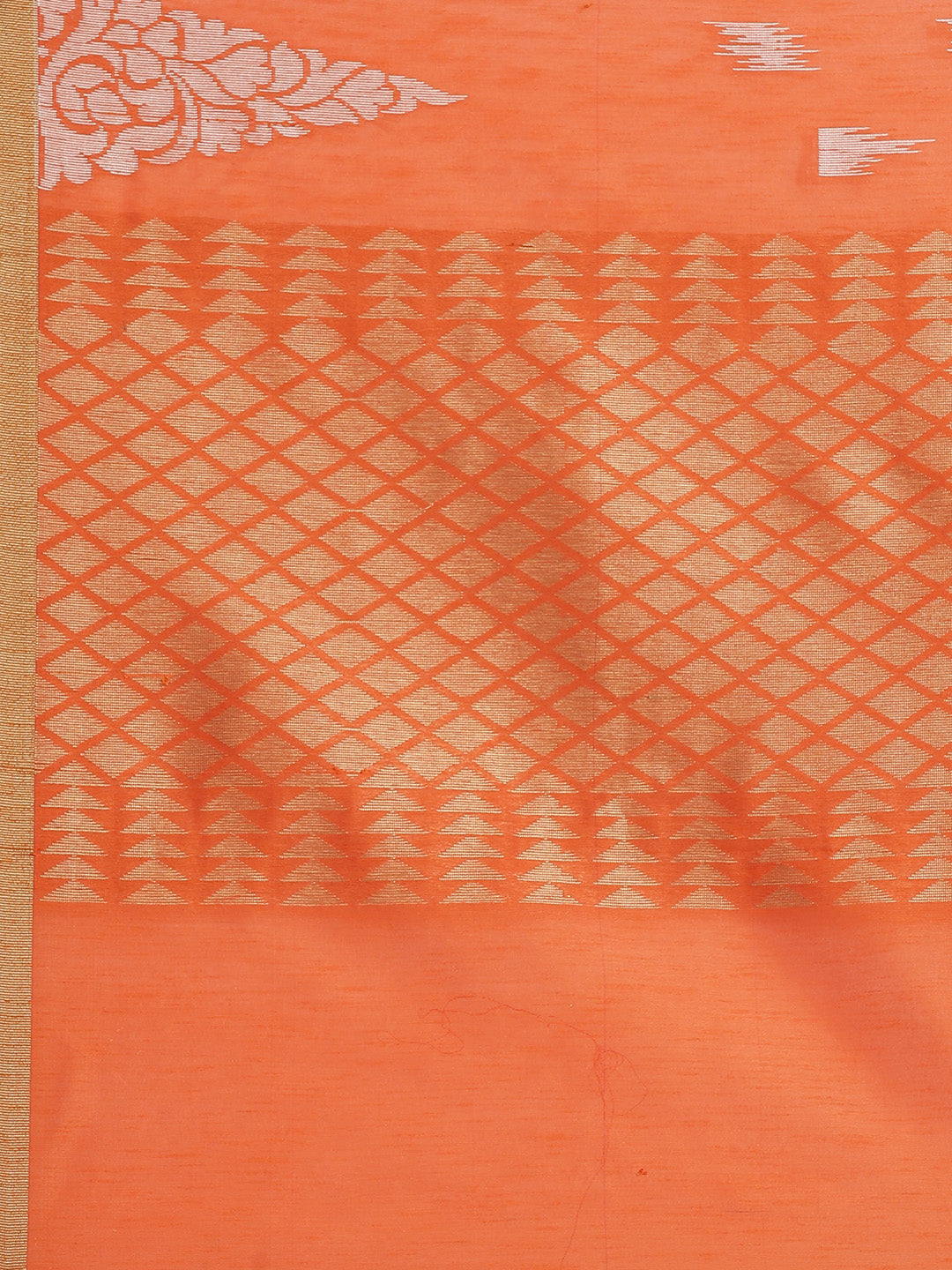 Chanderi Ikat Inspired Jute Slub Saree with Kanjivaram Temple Pattern in Zari